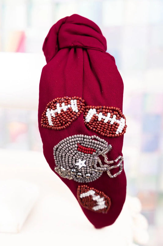 Maroon & Gray Football Headband