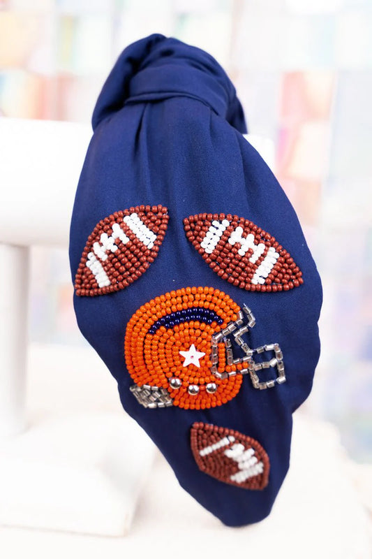 Navy & Orange Football Headband