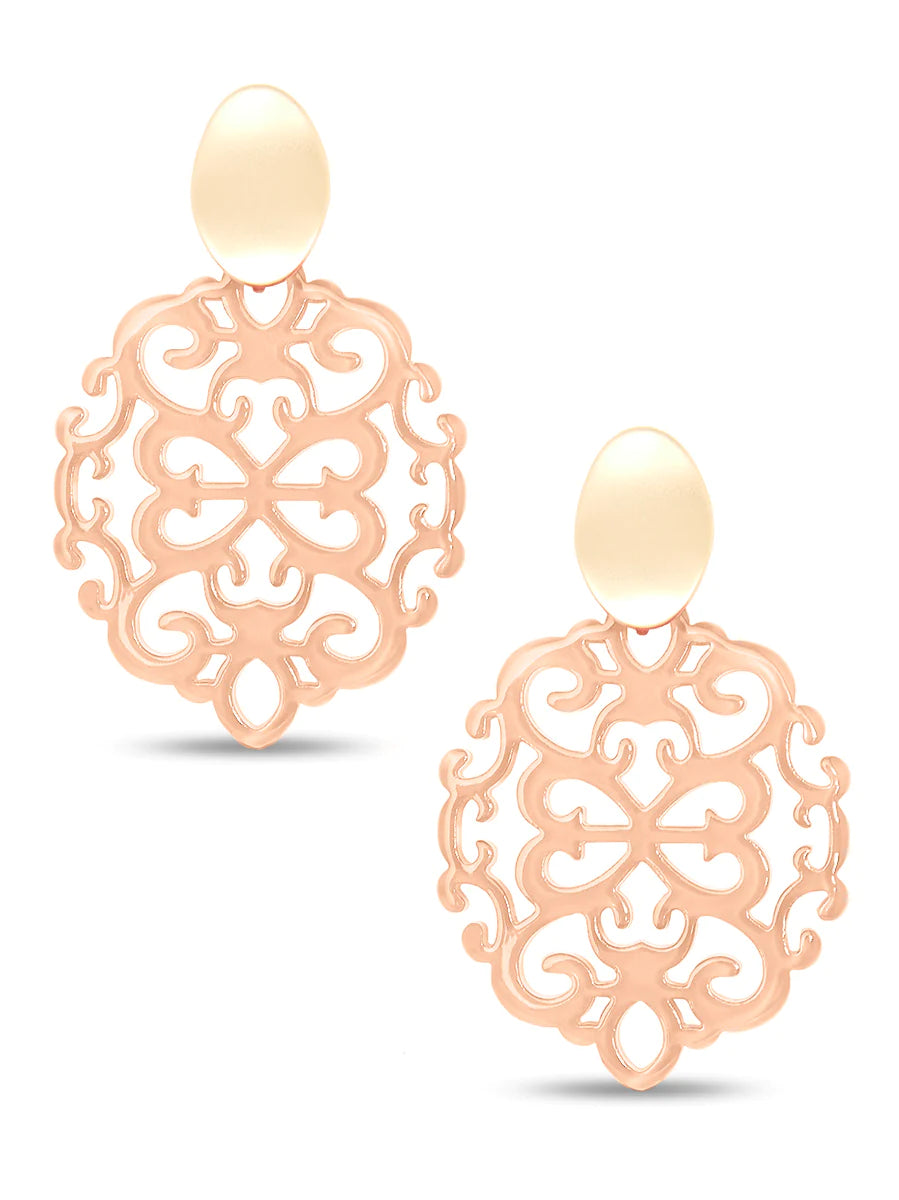 Modern Damask Pattern Resin Drop Earrings