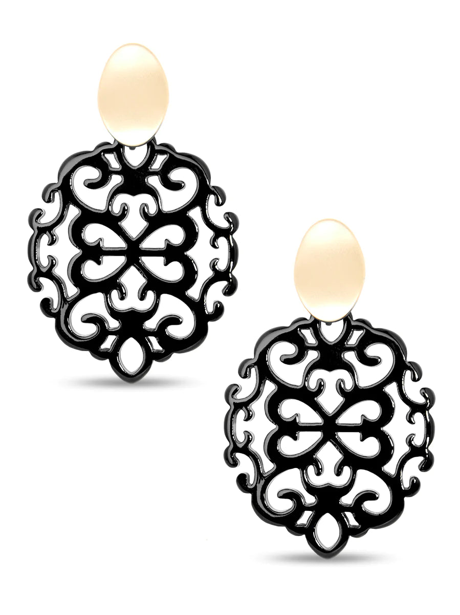 Modern Damask Pattern Resin Drop Earrings