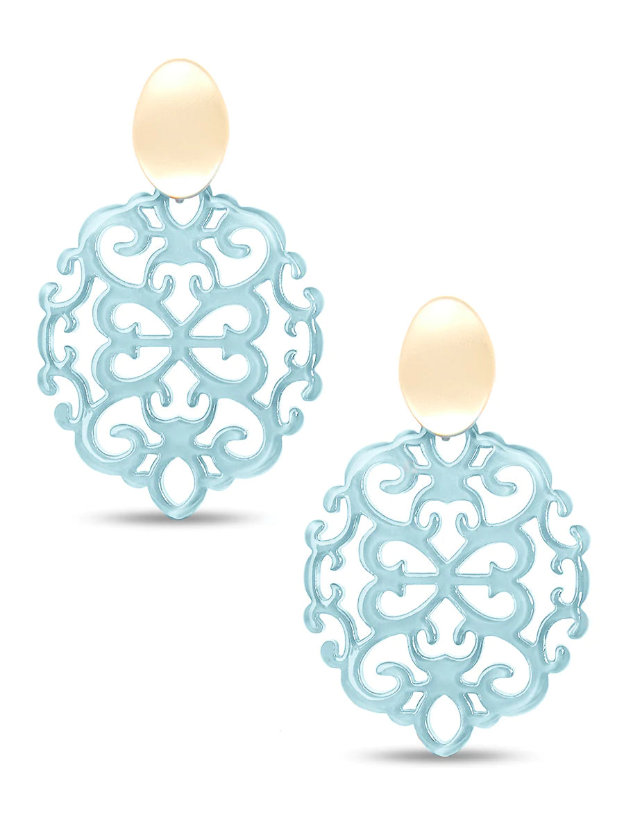 Modern Damask Pattern Resin Drop Earrings