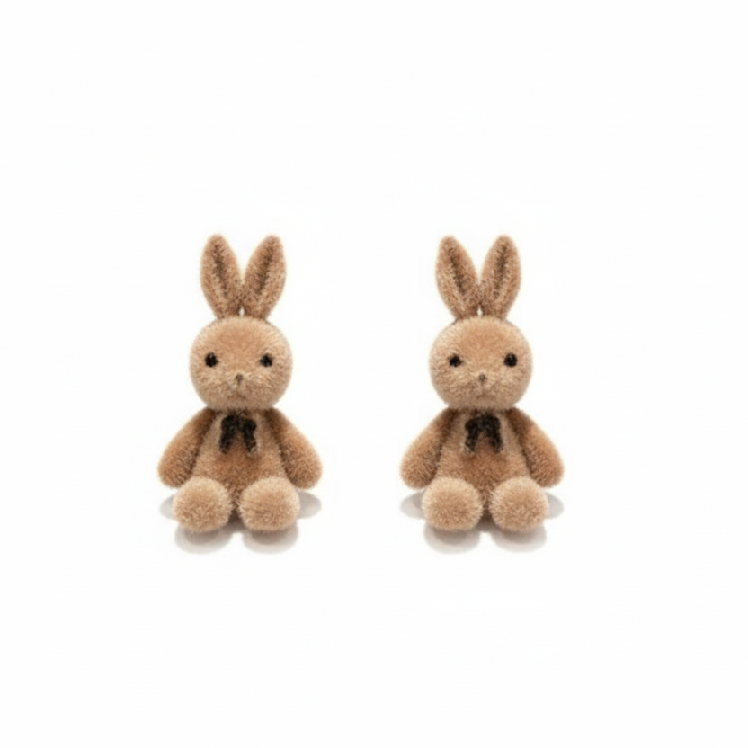 Fuzzy Bunny Stud Earrings