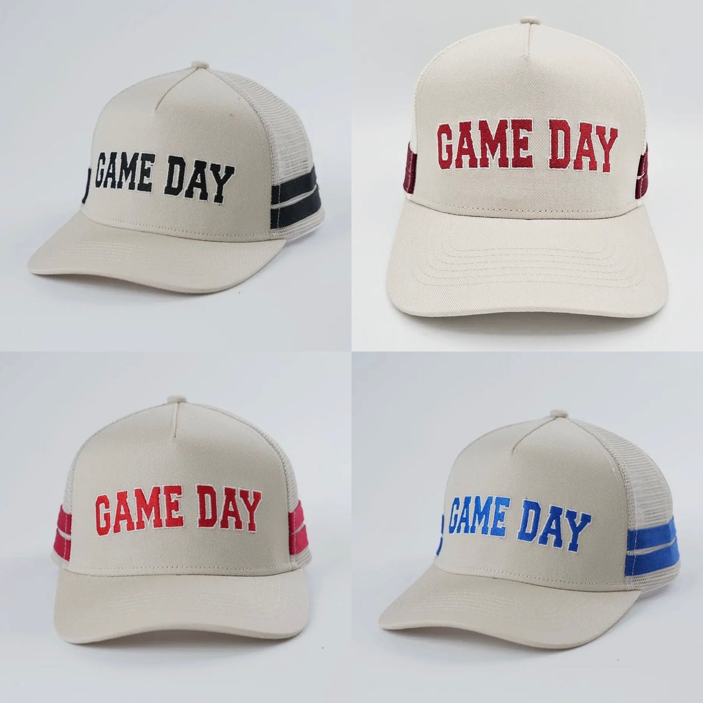 Embroidered Game
Day Double Stripe
Trucker Hat