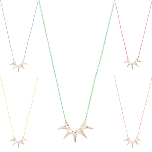 Rhinestone Studs Colored Chain Necklace